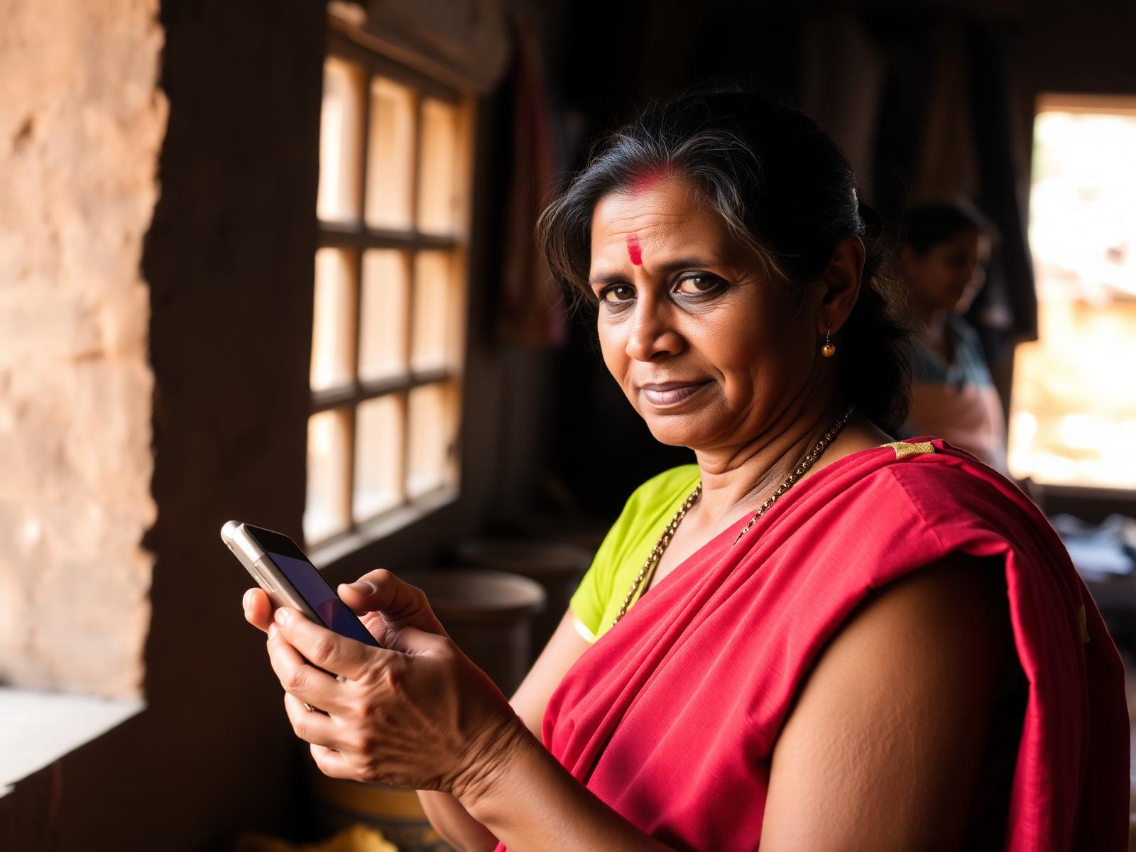 Rural woman entrepreneur using digital payments